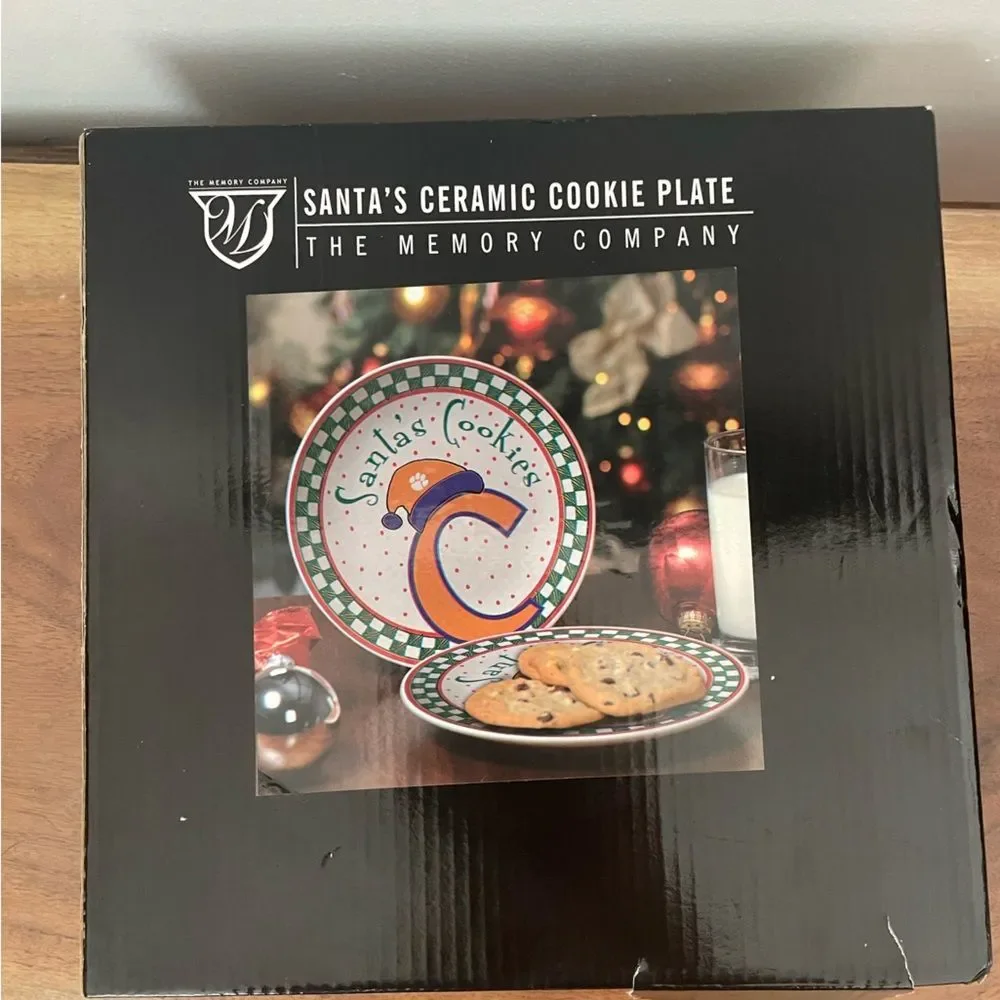 Memory Company Clemson University  Tiger White Santa Cookie Ceramic Plate